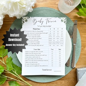 Anecdotes pour baby shower Jeu d'anecdotes pour baby shower Modèle de jeu d'anecdotes pour baby shower Jeu de baby shower neutre Test pour bébé Idée baby shower amusant