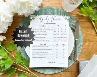 Baby Trivia Duschspiel, Neutrales Design (PDF druckbar)