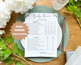Babytrivia-spel, neutrale douchequiz (pdf-download)