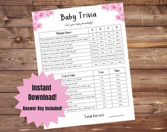 Baby Shower Trivia Game Girl - Baby Trivia - Baby Shower Trivia Girl - Baby Shower Game Girl - Baby Shower Download - Baby Shower Game