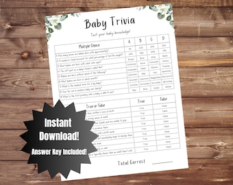 Baby Shower Trivia Game Gender Neutral - Baby Trivia - Baby Shower Trivia - Baby Shower Games - Baby Shower Download - Baby Shower Game