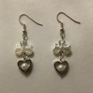 Coquette Bow Earrings | Heart | Pearl