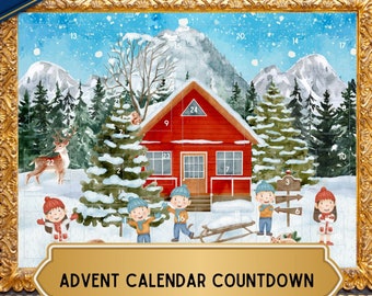 Handgemachter DIY Adventskalender Printable | 9x12, 8,5x11, A4 Größen | Weihnachts-Countdown-Bastelaktivität für Kinder und die ganze Familie