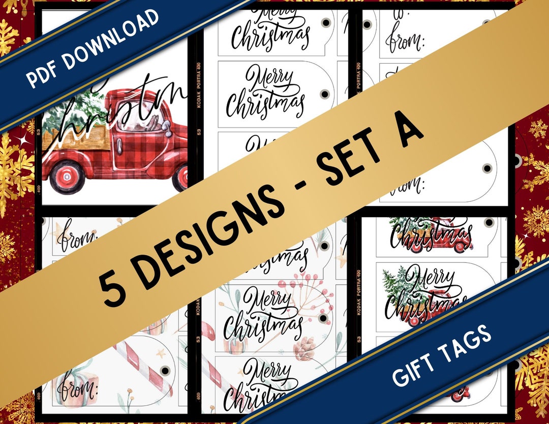 Little Red Truck Printable Christmas Gift Tags Festive Holiday Labels for DIY Gifting and ...