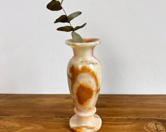 Vintage Onyx Vase: Brown & Green Stone Home Decor