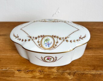 Portagioie vintage in porcellana di Limoges, bomboniera francese
