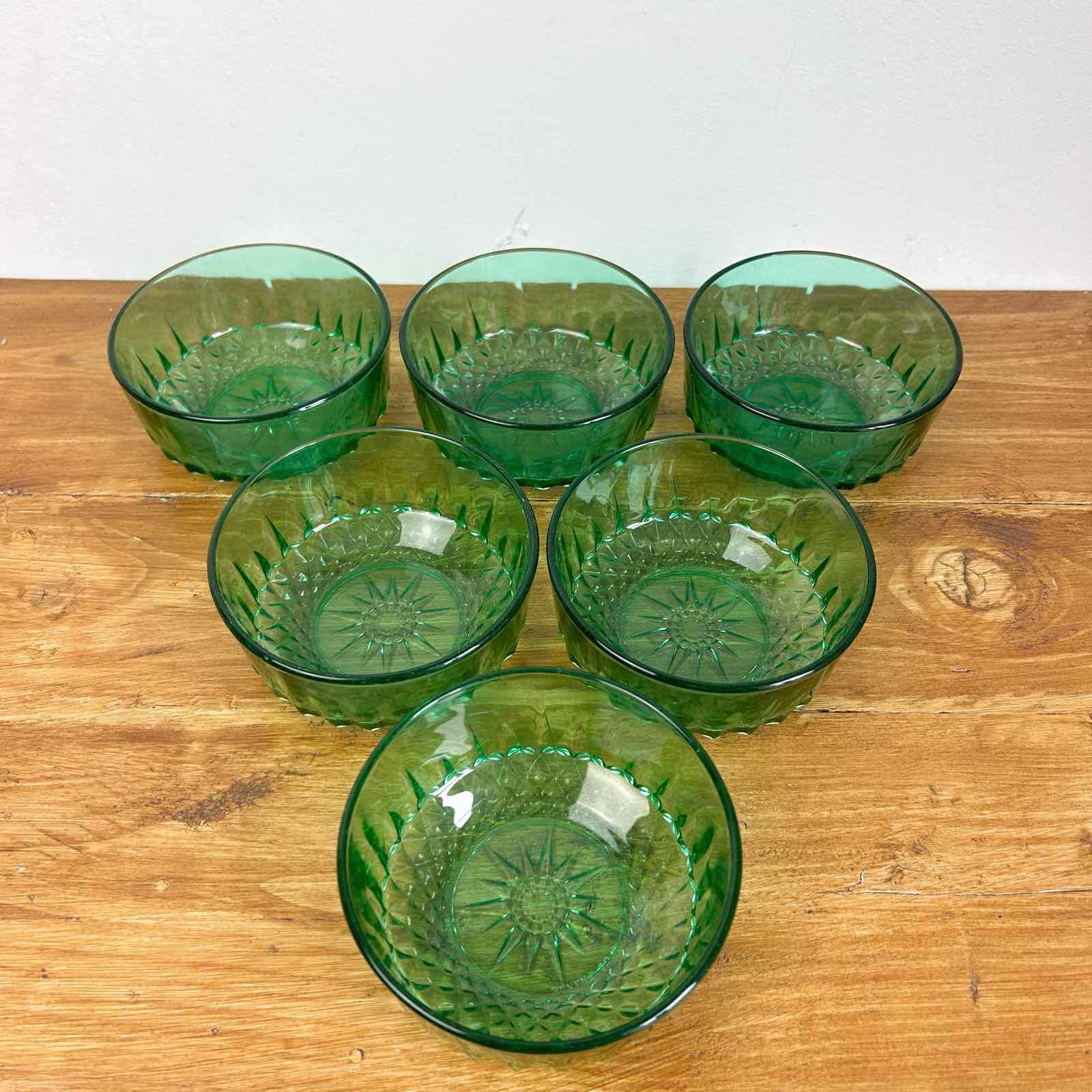 Ensemble de 6 bols en verre vert Arcoroc France - Canada