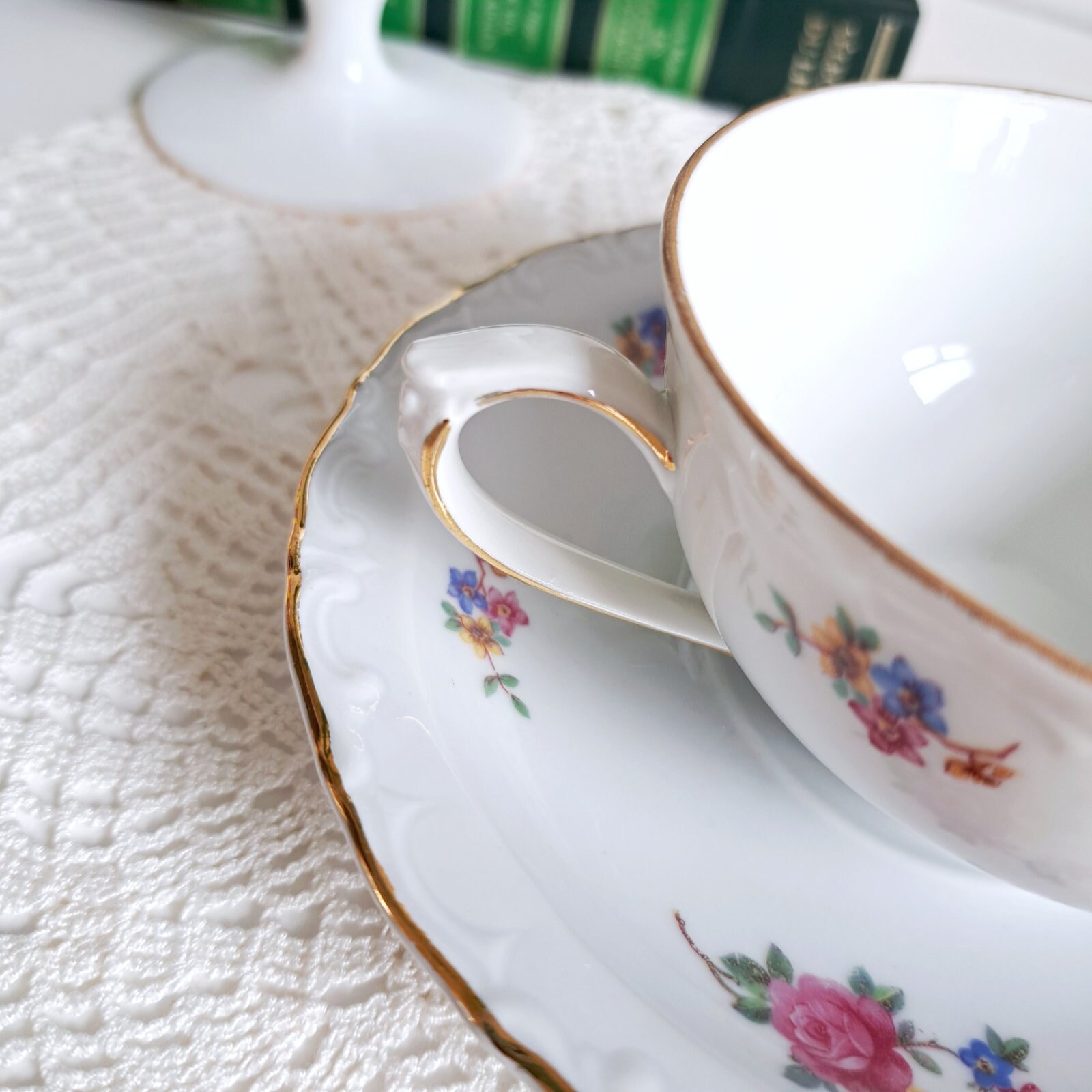 Vintage Kahla Cup and Saucer Set/ German Old Porcelain Tea Cu