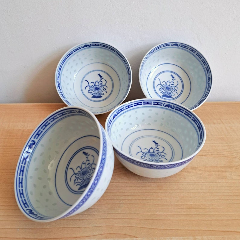 Vintage Chinese Rice Grain Jingdezhen Porcelain Bowl / Made in China / Vintage asian porcelain / Price for ONE Bowl zdjęcie 8