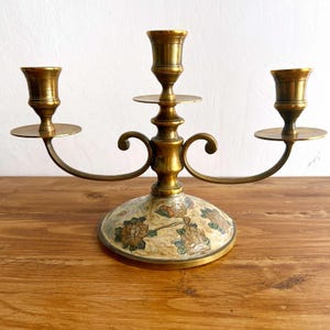 Vintage koperen kandelaar/elegante koperen kandelaar/messing driekandelaar/messing woondecoratie/ vintage jaren 1970