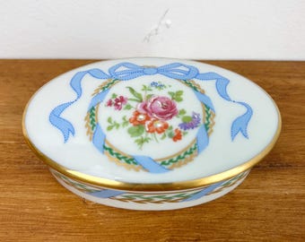 Scatola portagioie vintage di Limoges/Pallina di porcellana francese/Scatola portaoggetti vivace/Bomboniera francese
