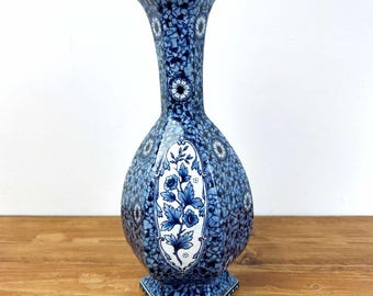 デルフトブルー ジンジャー；ロイヤルスフィンクスのフ−ドック壷、花柄の壷 Vintage Boch Royal Sphinx Delfts Blue White Flower Pot Jardiniere