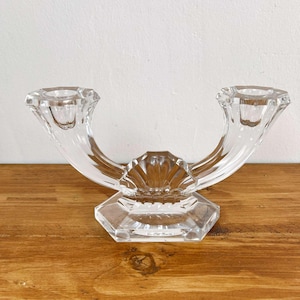 Crystal Candlestick Val Saint Lambert/ Belgium Crystal Candle holders/ Art Deco