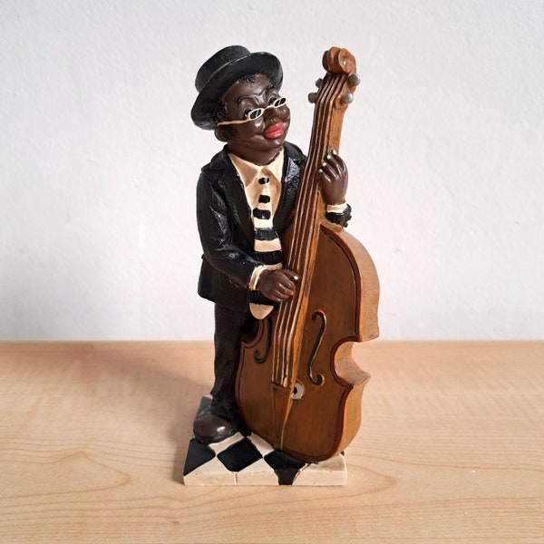 Vintage Collectable Resin Jazz Bass Player/ Guitarist /Musician Figurine / The Jazz Band Figurine /Double Bass Player