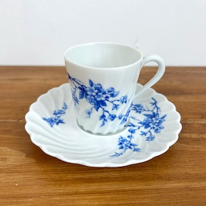 Vintage Haviland Limoges Сup and Saucer/ Haviland France/ Antique Limoges French/ Decor with Blue Flowers