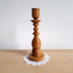 Vintage wooden candlestick / Carved wood candle holder / Candlestick candle holder wood BOHO 70s GDR