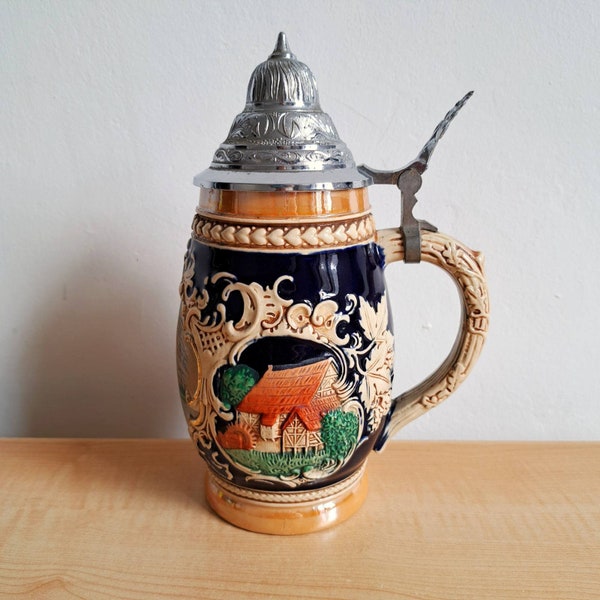 Vintage Bierkrug / Deckelkrug Made In Germany / Sammler Bierkrug / Rustikales Wohn Dekor