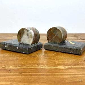 Set of 2 Art Deco Bookends - Marble/ Bookshelf Decorations/ Book Stand Vintage