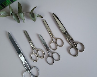 Set Of 5 Vintage Scissors/ Vintage Small Metal Scissors for Paper Crafts/ Old Sewing Scissors/ Craft Workshop Decoration