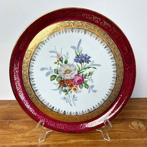 French Limoges Porcelain Tray / Porcelain Serving Dish/ Centerpiece with Decorative Flowers/ Plate Limoges