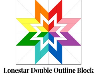Lonestar Double Outline Foundation Paper Piecing Templates Multiple Sizes Pattern Modern Classic Quilt Scrap Sewing Patchwork Block PDF FPP