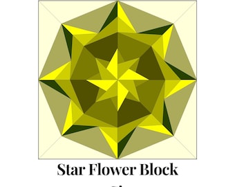 Star Flower Foundation Paper Piecing Templates Multiple Sizes Pattern Modern Classic Quilt Scrap Busting Sewing Patchwork Block PDF FPP