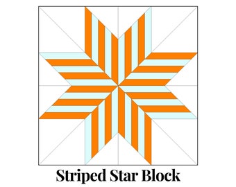 Striped Star Foundation Paper Piecing Templates Multiple Sizes Pattern Modern Classic Quilt Scrap Busting Sewing Patchwork Block PDF FPP