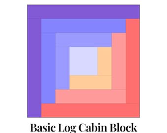 Basic Log Cabin Foundation Paper Piecing Templates Multiple Sizes Pattern Modern Classic Quilt Scrap Busting Sewing Patchwork Block PDF FPP