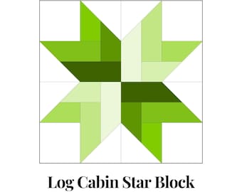 Log Cabin Star Foundation Paper Piecing Templates Multiple Sizes Pattern Modern Classic Quilt Scrap Busting Sewing Patchwork Block PDF FPP