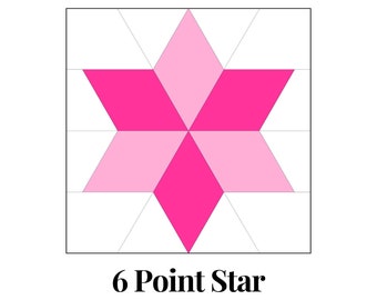 6 Point Star Foundation Paper Piecing Templates Multiple Sizes Pattern Modern Classic Quilt Scrap Busting Sewing Patchwork Block PDF FPP
