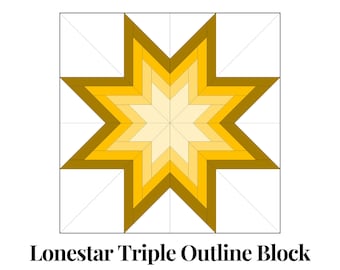 Drievoudige omtrek Lonestar Foundation Paper Piecing Sjablonen Meerdere maten Patroon Modern Klassiek Quilt Schroot Naaien Patchworkblok PDF FPP