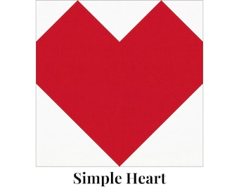 Simple Heart Foundation Paper Piecing Sjablonen Meerdere maten Patroon Modern Klassiek Quilt Scrapbusting Naaien patchworkblok PDF FPP
