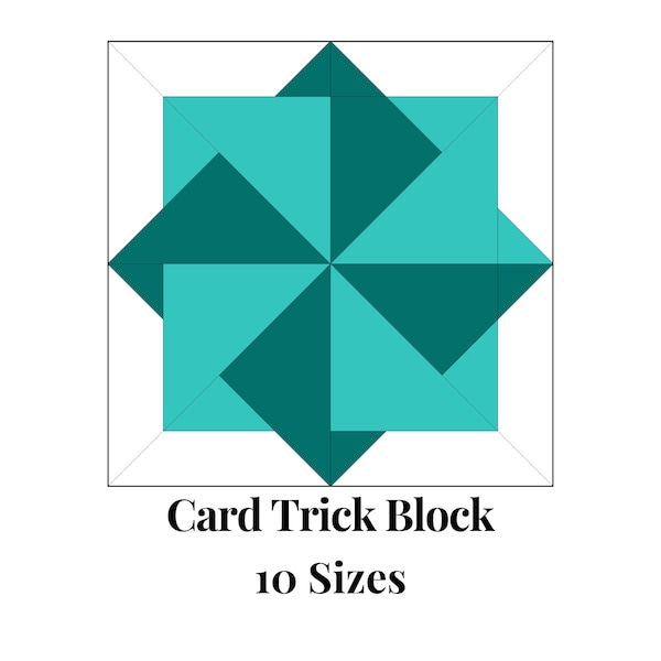 Card Trick Foundation Paper Piecing Templates Multiple Sizes Pattern Modern Classic Quilt Scrap Busting Sewing Patchwork Block PDF FPP PP