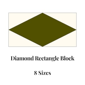 May include: A green diamond shape on a white background. The image is labelled "Diamond Rectangle Block" and "8 Sizes".