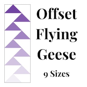 Offset Flying Geese Foundation Paper Piecing Templates Multiple Sizes Pattern Modern Classic Quilt Scrap Busting Sewing Patchwork Block PDF