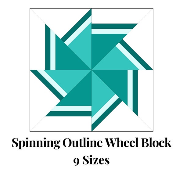 Spinning Pinwheel Outline Foundation Paper Piecing Templates Multiple Sizes Pattern Modern Quilt Scrap Busting Sewing Patchwork Block PDF PP