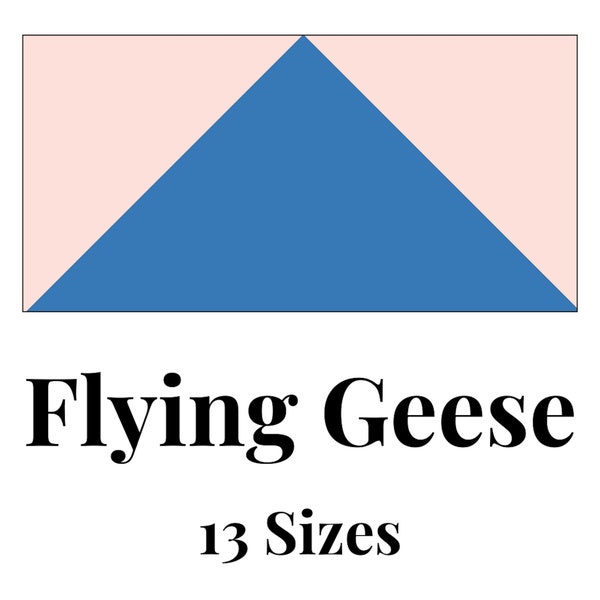 Flying Geese Foundation Paper Piece Pattern, FPP, PDF Download, Print at home, Quilt Block Rectangle, 13 Multiple Sizes