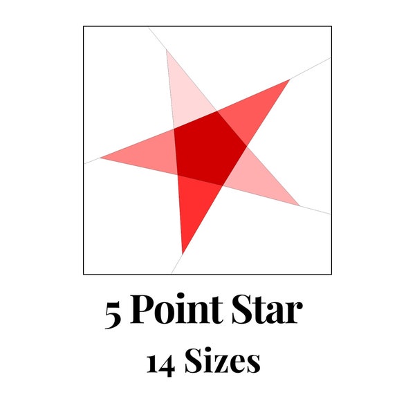 5 Point Star Foundation Paper Piecing Templates Multiple Sizes Pattern Modern Classic Quilt Scrap Busting Sewing Patchwork Block PDF FPP PP