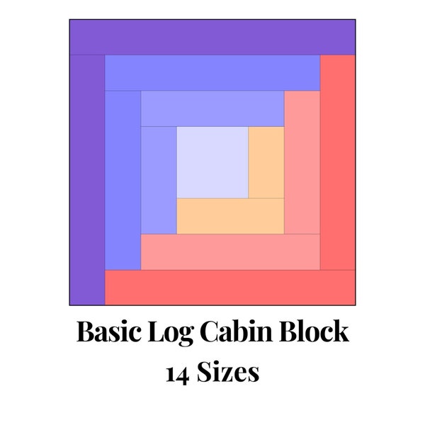 Basic Log Cabin Foundation Paper Piecing Templates Multiple Sizes Pattern Modern Classic Quilt Scrap Busting Sewing Patchwork Block PDF FPP