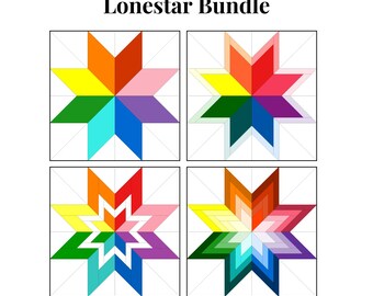Lonestar Bundle Foundation Paper Piecing Templates Multiple Sizes Pattern Modern Classic Quilt Scrap Busting Sewing Patchwork Block PDF FPP