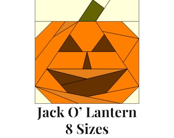 Jack O' Lantern Foundation Paper Piecing Sjablonen Meerdere maten Patroon Modern Klassiek Quilt Scrapbusting Naaien patchworkblok PDF FPP