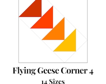 Flying Geese Corner 4 Foundation Paper Piecing Sjablonen Meerdere maten Patroon Modern Klassiek Quilt Schroot Naaien Patchworkblok PDF FPP