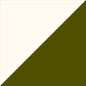 May include: A diagonal split image with a white background on the left and a dark olive green background on the right.