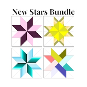 New Star Quilt Blocks Bundle Foundation Papier Patchwork-Vorlagen Mehrere Größen Muster Modern Classic Quilt Scrap Busting Nähen PDF FPP