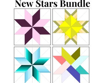 New Star Quilt Blocks Bundle Foundation Paper Piecing Templates Multiple Sizes Pattern Modern Classic Quilt Scrap Busting Sewing PDF FPP
