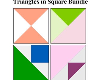 Driehoeken in vierkante bundel Foundation Paper Piecing-sjabloon Meerdere formaten patroon Modern klassiek quiltschroot naaien patchworkblok PDF FPP