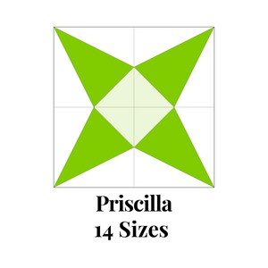 Priscilla Foundation Papierschablonen Mehrere Größen Muster Modern Classic Quilt Scrap Busting Nähen Patchwork Block PDF FPP