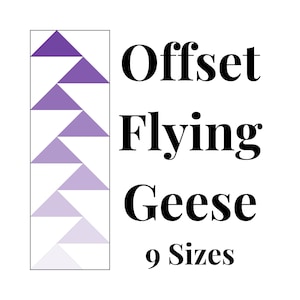 Offset Flying Geese Foundation Paper Patchwork Templates Modelli di varie dimensioni Modello moderno classico Quilt Scrap Busting Blocco di cucito Patchwork PDF