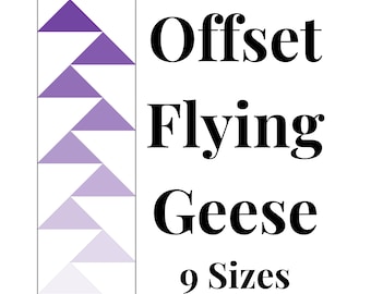 Base de gansos voadores offset, moldes de patchwork de papel, vários tamanhos, padrão, moderno, clássico, retalhos, costura, bloco, PDF, FPP