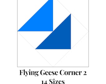 Flying Geese Corner 2 Foundation Paper Piecing Sjablonen Meerdere formaten Patroon Modern Klassiek Quilt Busting Naaien patchworkblok PDF FPP